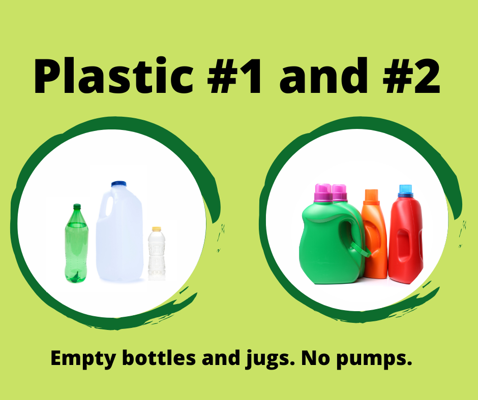 Empty bottles, tubs, and jugs. No pumps.