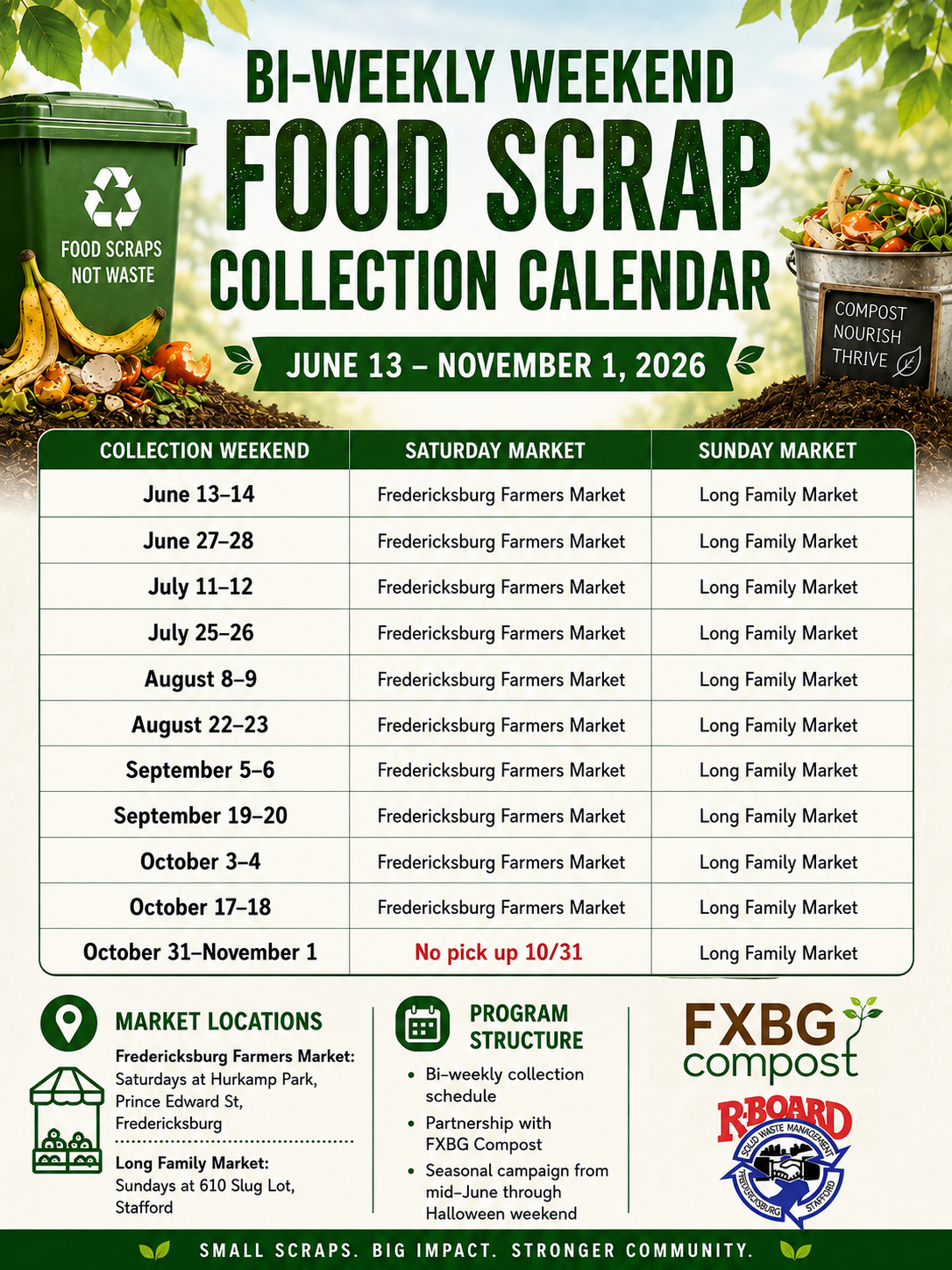 Food Scrap Collection Calendar